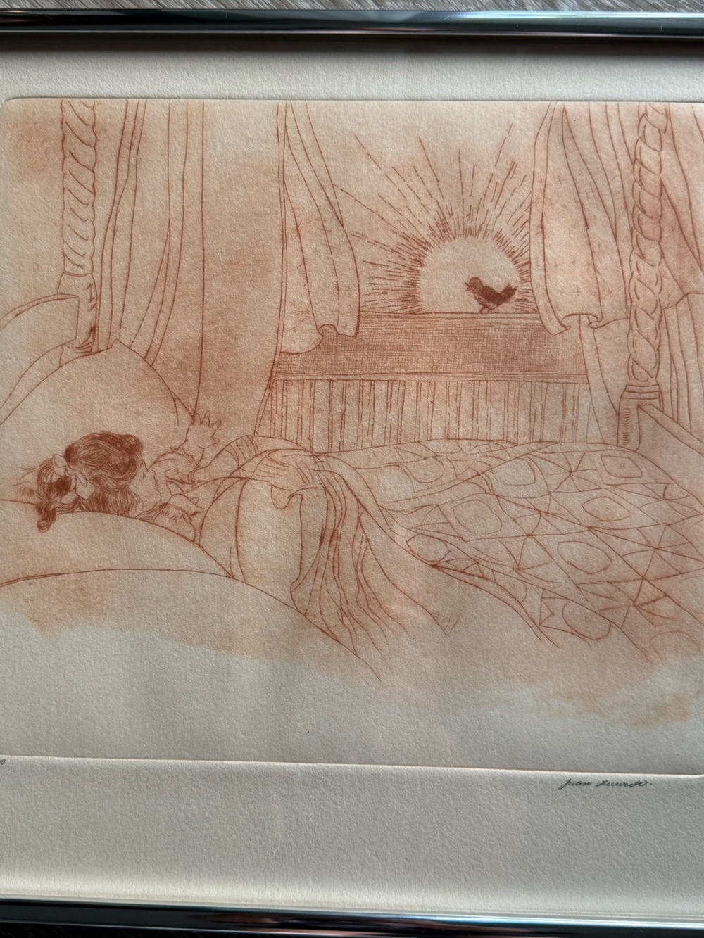 Vintage Juan Quevado Sunrise Bedroom Sketch Wall Art *Rare Find* - Picture 3 of 7